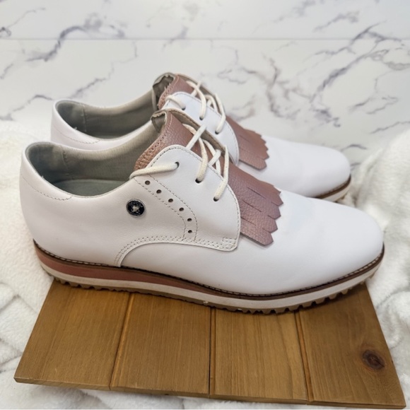 FootJoy FJ Sport Retro Kiltie Golf Shoes Women's 8.5M | White/Pink Rose Gold - Picture 4 of 7